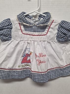 Vintage Cradle Togs Doll Dress & Bloomer Set Blue Gingham “I Love You” Baby Outf